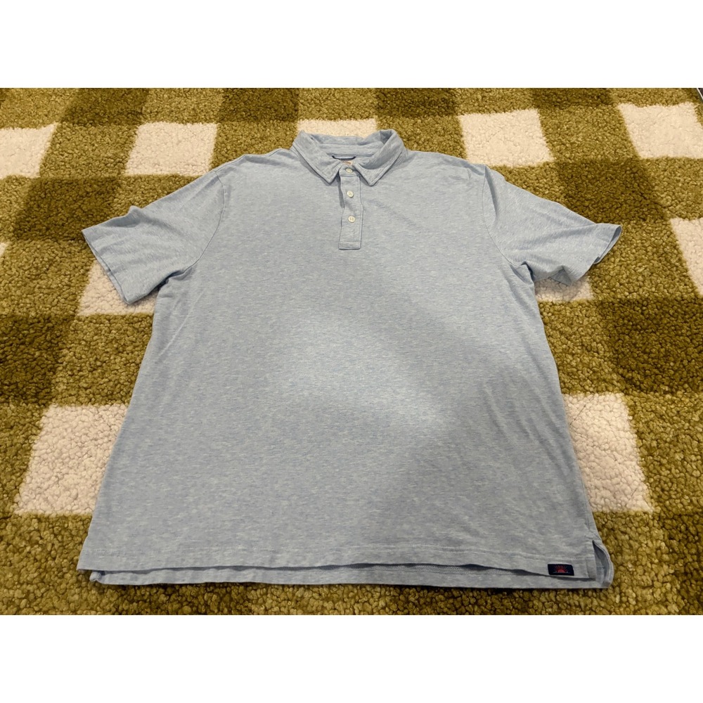 Faherty Brand Movement Polo Shirt Mens XL Light Blue Heathered Pima Cotton Modal